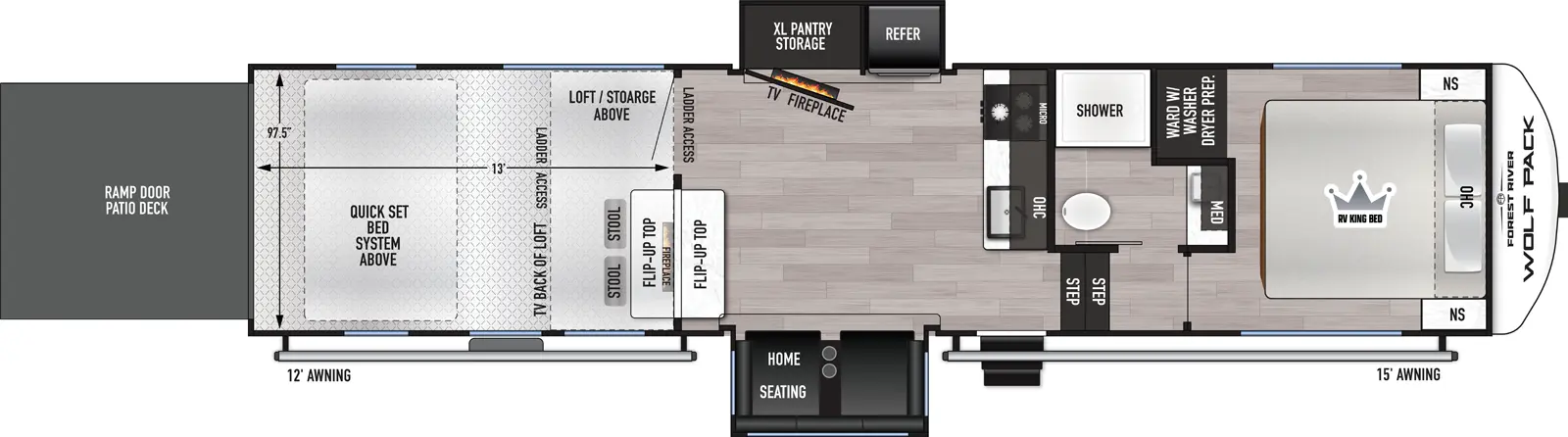 2026 Cherokee Wolf Pack 290PACK13 Floorplan - Forest River RV